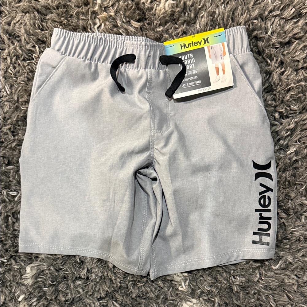 Hurley Youth Gray Shorts with Drawstring